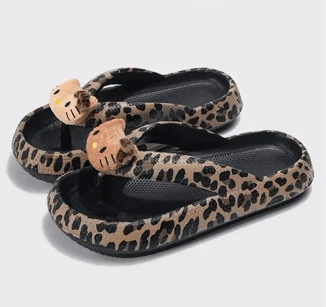 HelloKitty Leopard Chunky Thongs