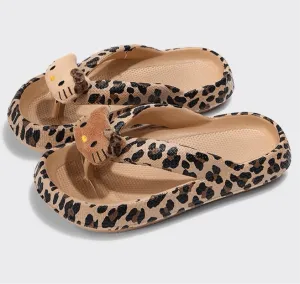 HelloKitty Leopard Chunky Thongs