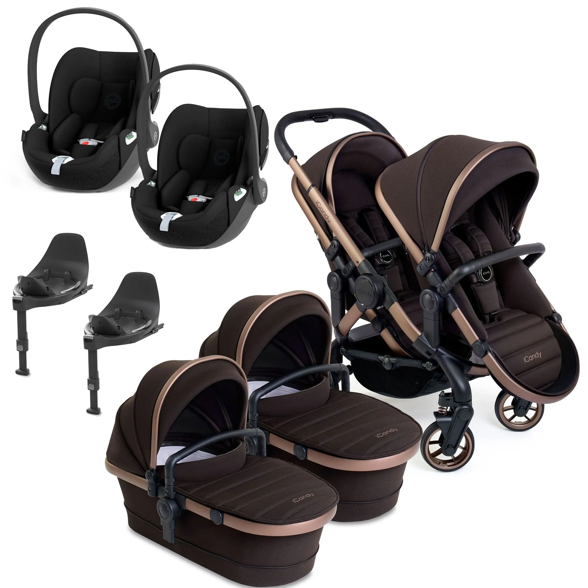 iCandy Peach 7 Twin Cybex Bundle in Pecan