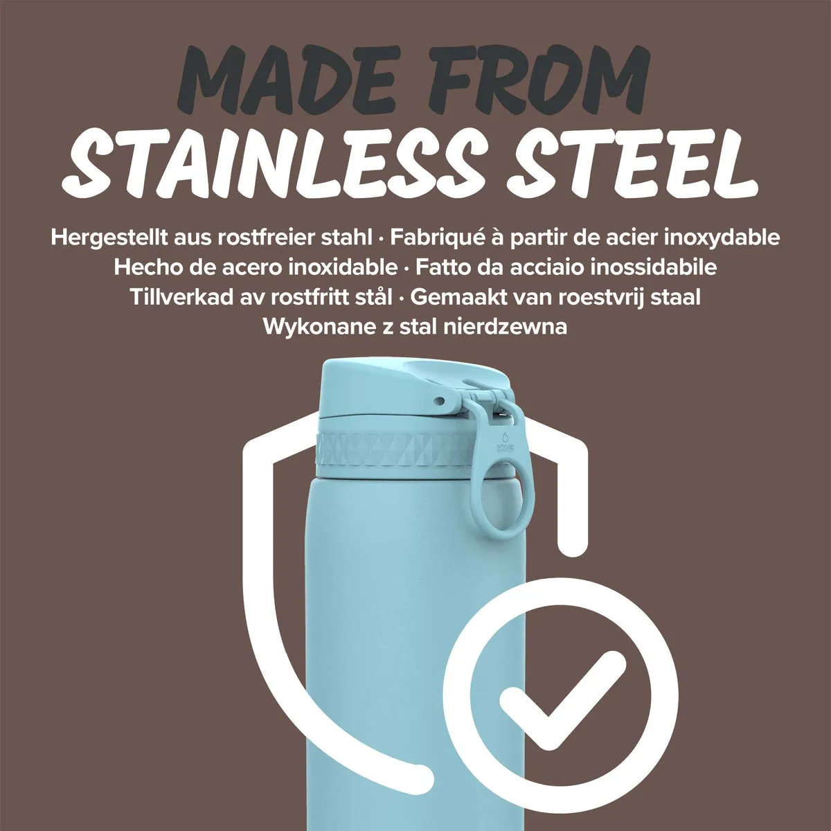 ION8 Leak Proof Water Bottle, Stainless Steel, 1200ML - Alaskan Blue