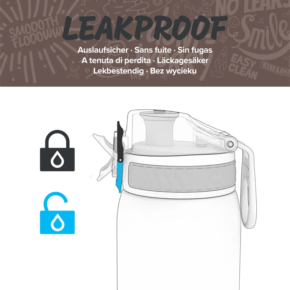 ION8 Leak Proof Water Bottle, Stainless Steel, 1200ML - Alaskan Blue