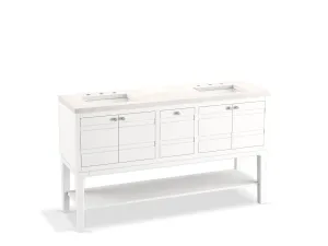 KOHLER K-33525-ASB Helst 60" bathroom vanity cabinet with sinks and quartz top
