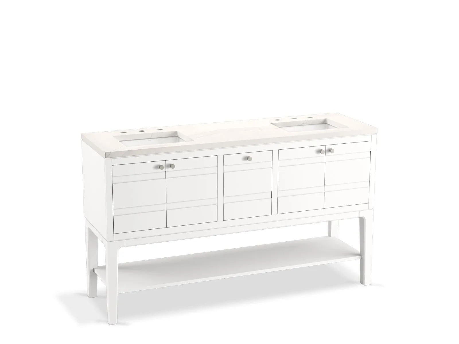KOHLER K-33525-ASB Helst 60" bathroom vanity cabinet with sinks and quartz top
