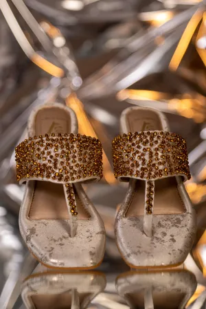 Kyra Gold T-strap Flats