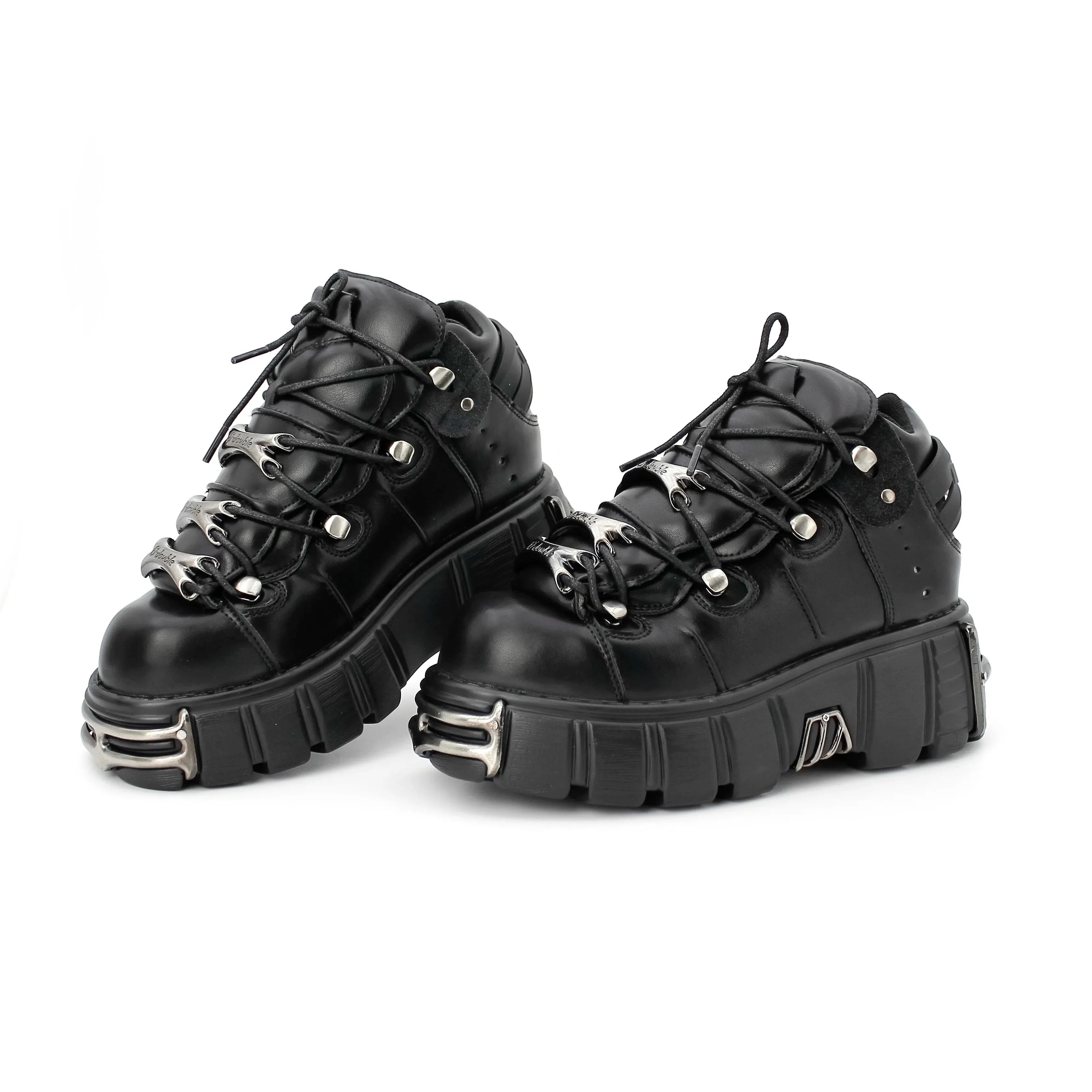 Lace-up Platform Boots for Women – 6CM Heel Height, Rock Metal Decor, Punk Style Sneakers, Brand Women’s Footwear