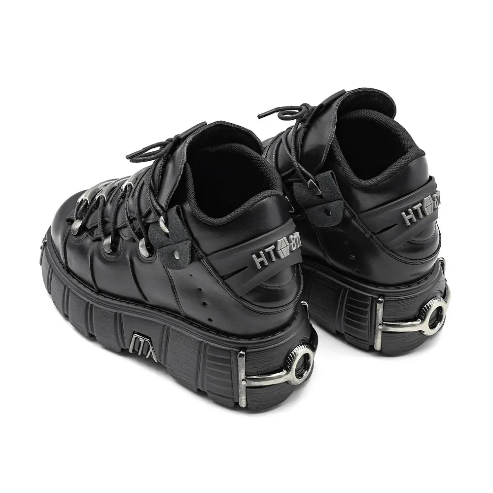 Lace-up Platform Boots for Women – 6CM Heel Height, Rock Metal Decor, Punk Style Sneakers, Brand Women’s Footwear