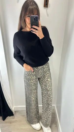 LEOPARD PRINT DAD FIT JEAN