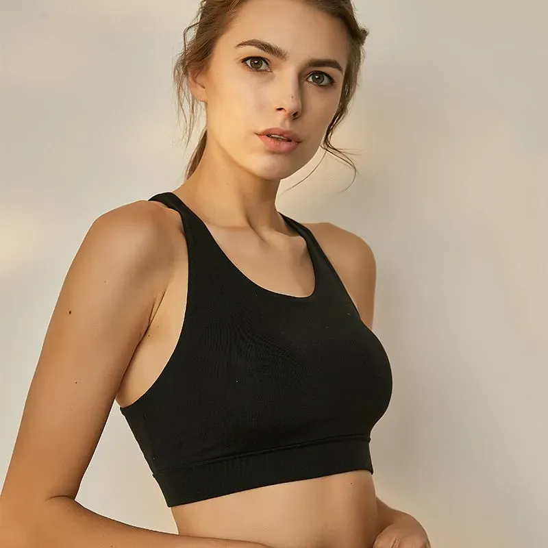 Lia Scoop Neck Mesh Lace-Up Back Sports Bra