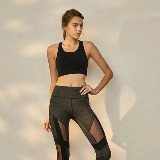 Lia Scoop Neck Mesh Lace-Up Back Sports Bra