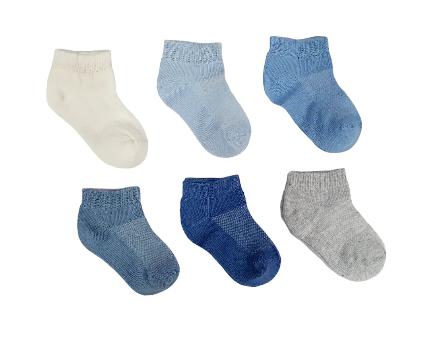 Little Team Cotton Rich Trainer Socks Blue Plain 6Pk (0-6mths)