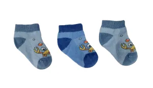 Little Team Cotton Rich Trainer Socks Crab Blue 3Pk (0-6mths)
