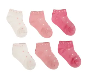 Little Team Cotton Rich Trainer Socks Pink Dots 6Pk (0-8yrs)