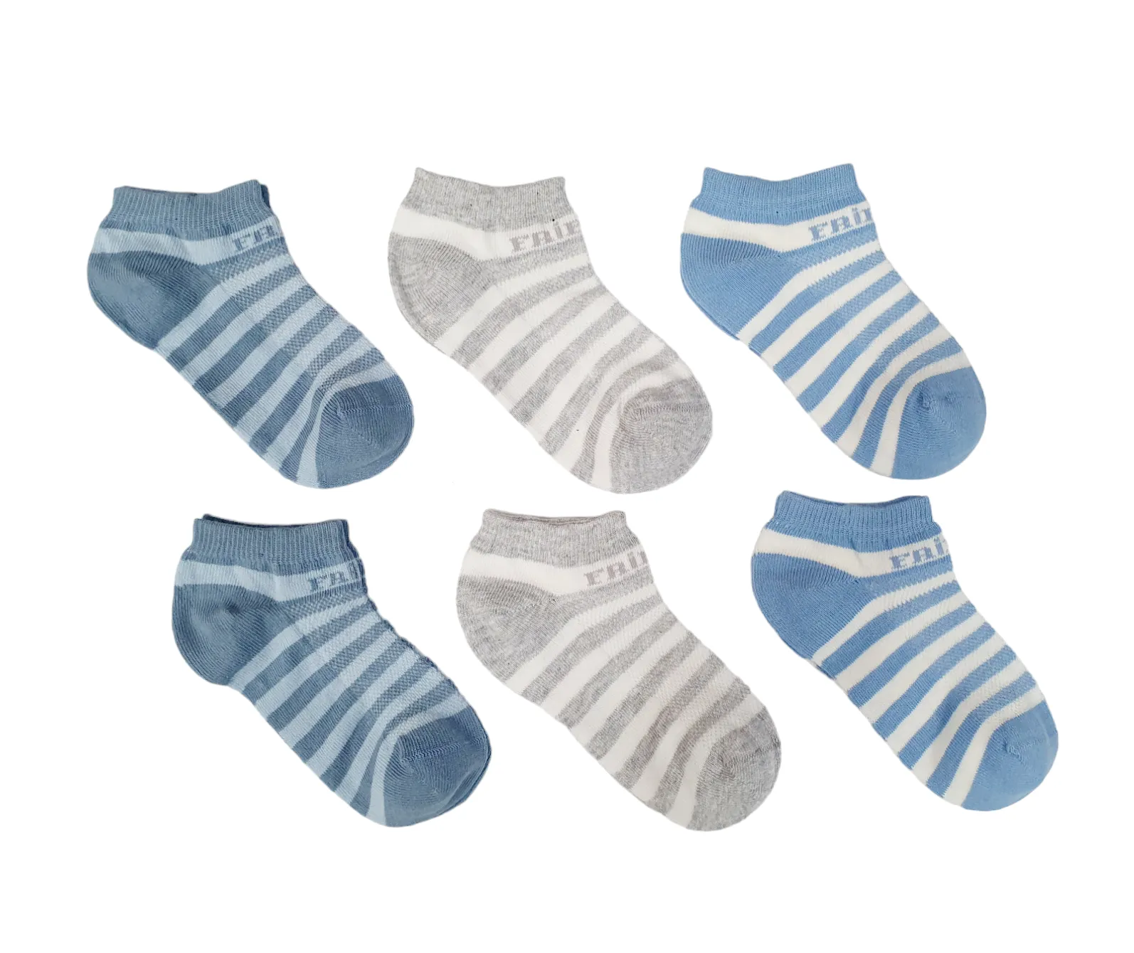Little Team Cotton Rich Trainer Socks Striped Friend 6Pk (5-10yrs)