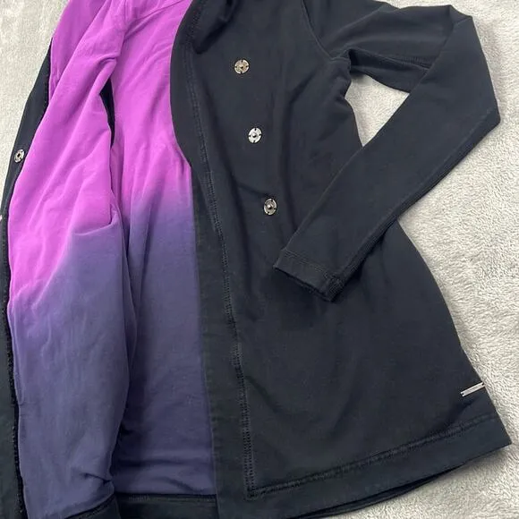 Lululemon XS, 4 Awareness Wrap Black Soft Hoodie Jacket Shacket Purple Ombre