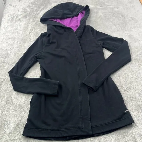 Lululemon XS, 4 Awareness Wrap Black Soft Hoodie Jacket Shacket Purple Ombre
