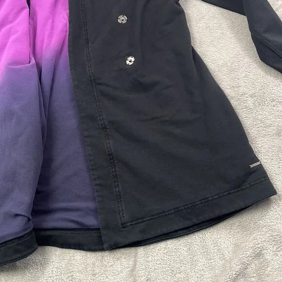 Lululemon XS, 4 Awareness Wrap Black Soft Hoodie Jacket Shacket Purple Ombre