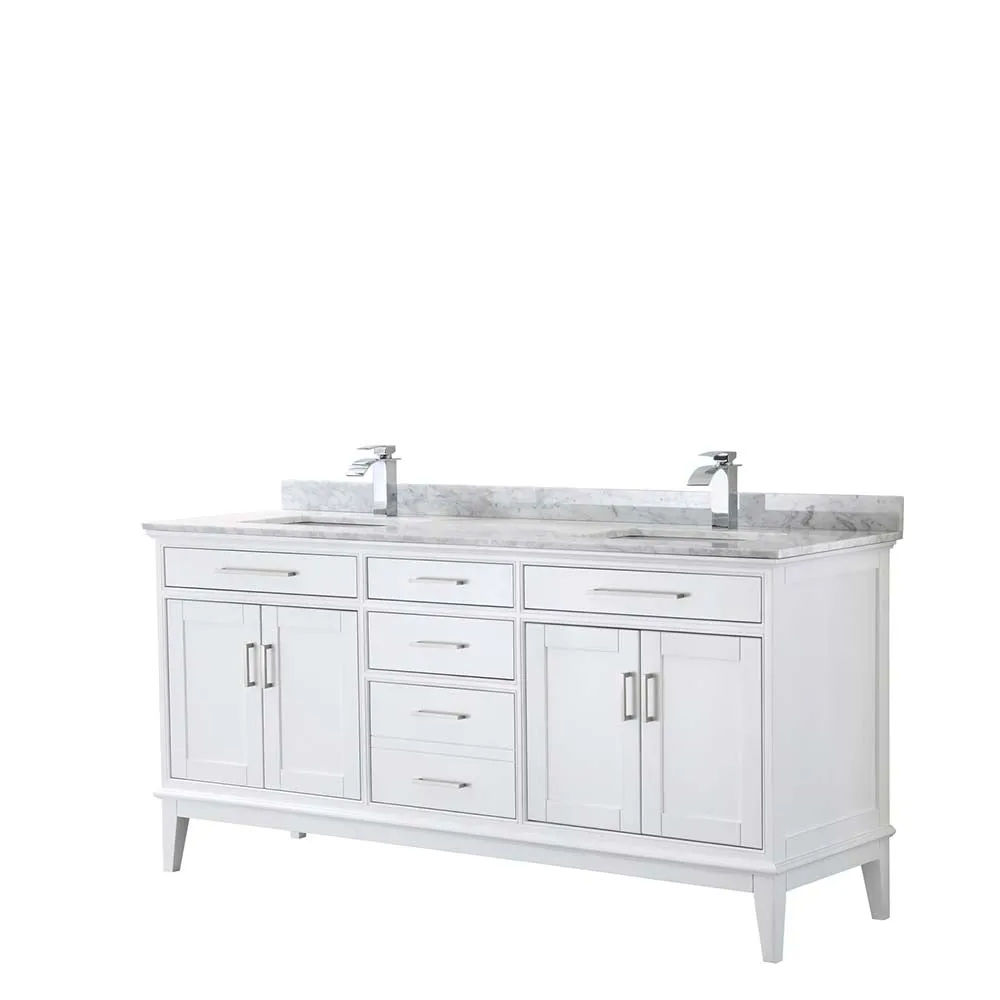 Margate 72 Inch Double Bathroom Vanity in White