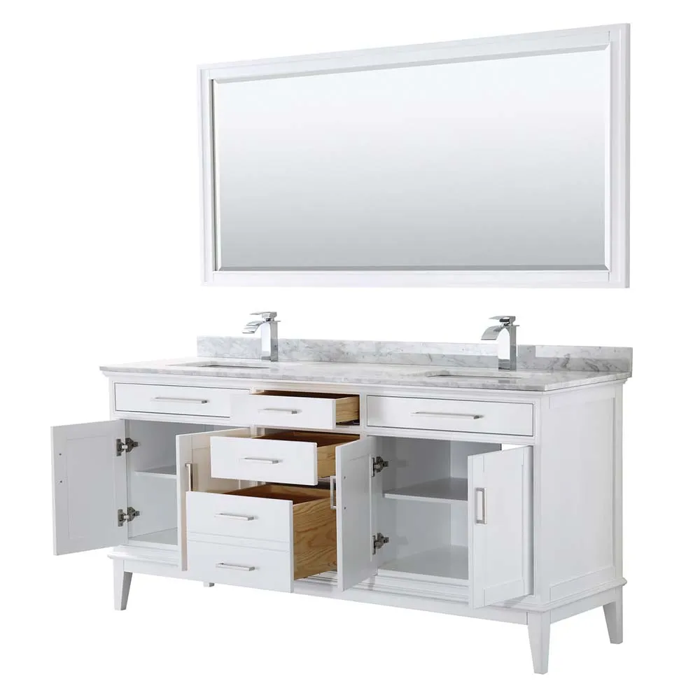 Margate 72 Inch Double Bathroom Vanity in White