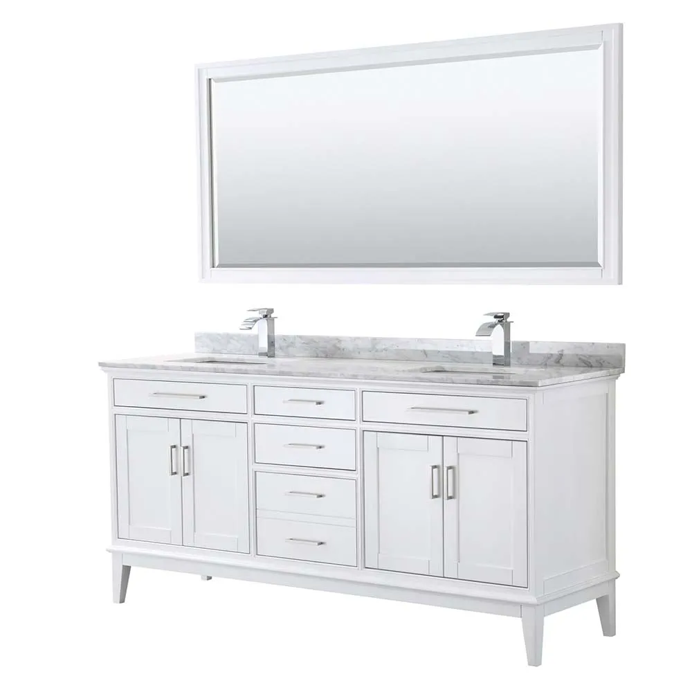 Margate 72 Inch Double Bathroom Vanity in White