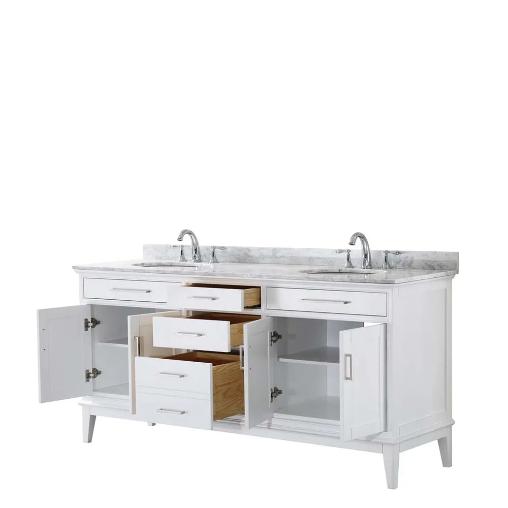 Margate 72 Inch Double Bathroom Vanity in White
