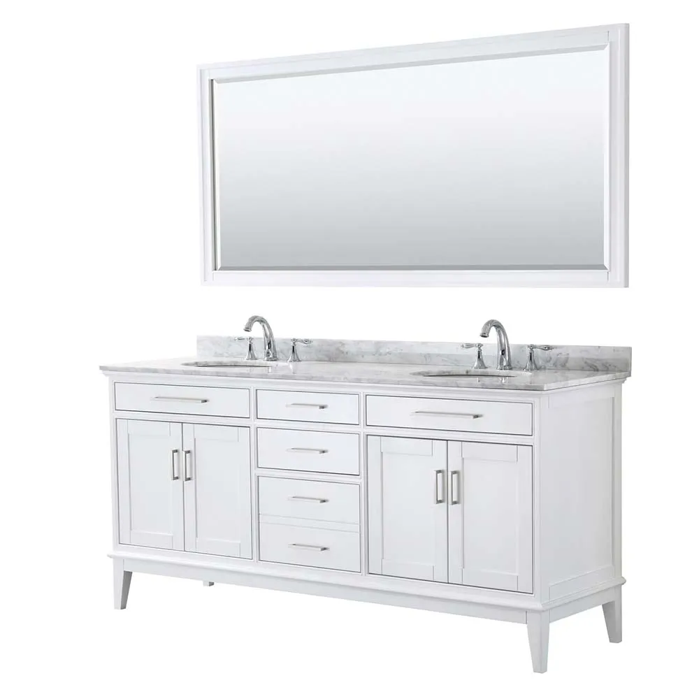 Margate 72 Inch Double Bathroom Vanity in White