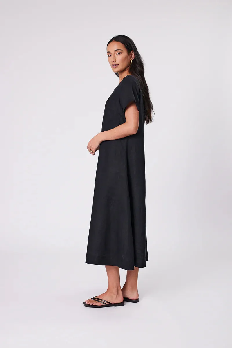 MARLOW SICILY LINEN DRESS BLACK