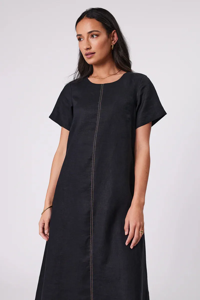 MARLOW SICILY LINEN DRESS BLACK