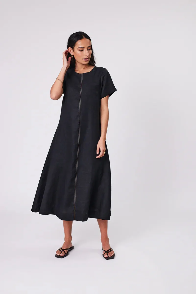 MARLOW SICILY LINEN DRESS BLACK