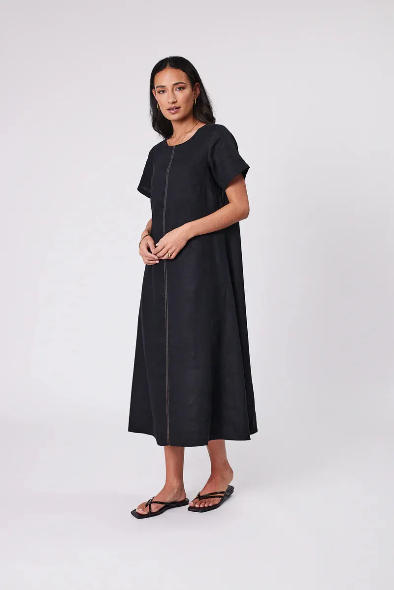 MARLOW SICILY LINEN DRESS BLACK