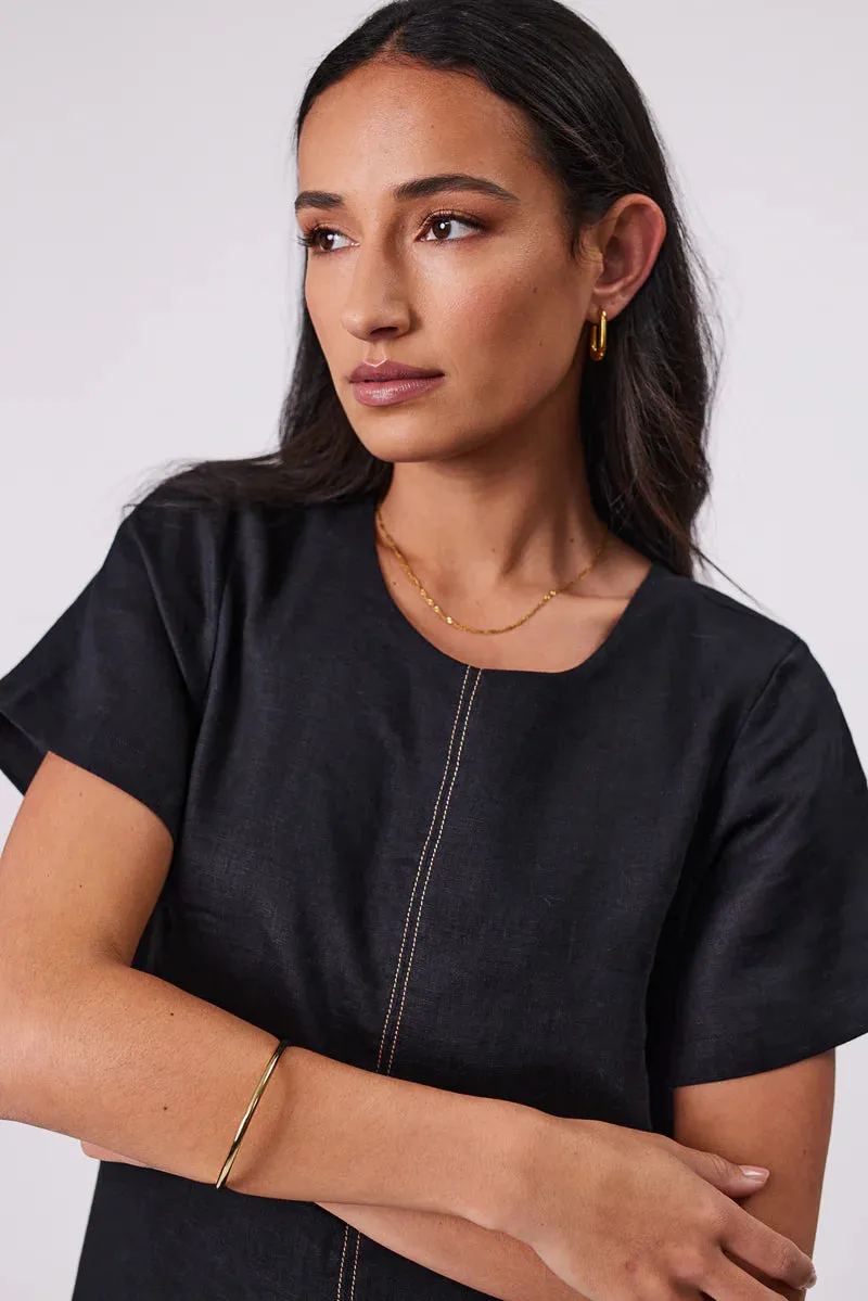 MARLOW SICILY LINEN DRESS BLACK