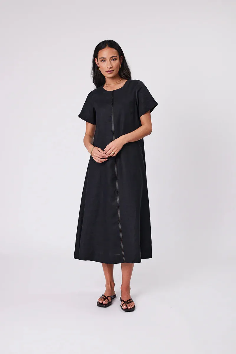MARLOW SICILY LINEN DRESS BLACK