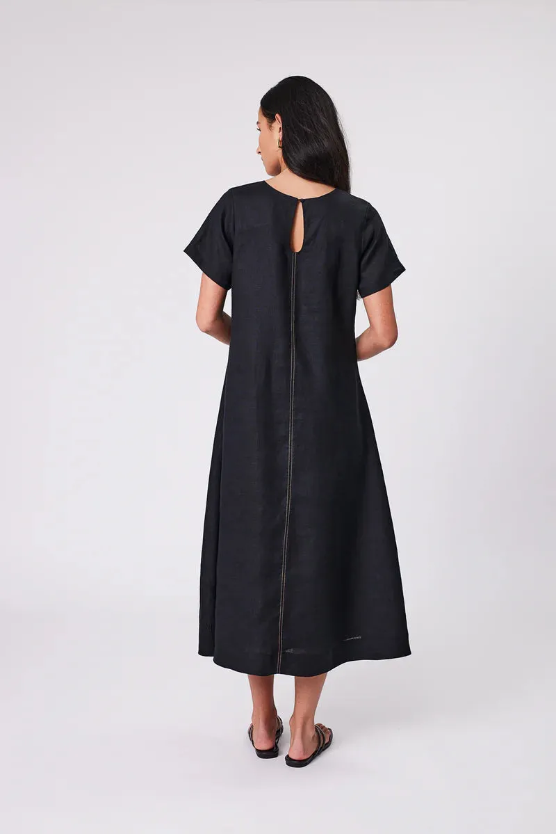 MARLOW SICILY LINEN DRESS BLACK