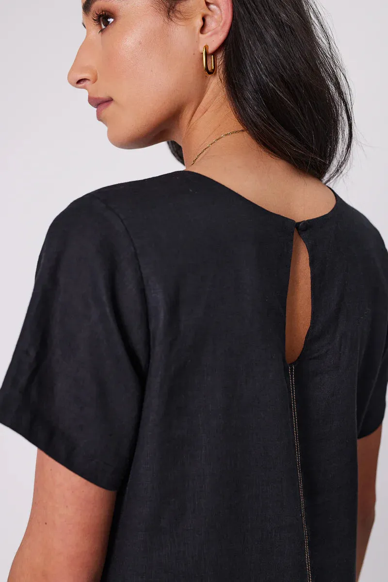 MARLOW SICILY LINEN DRESS BLACK