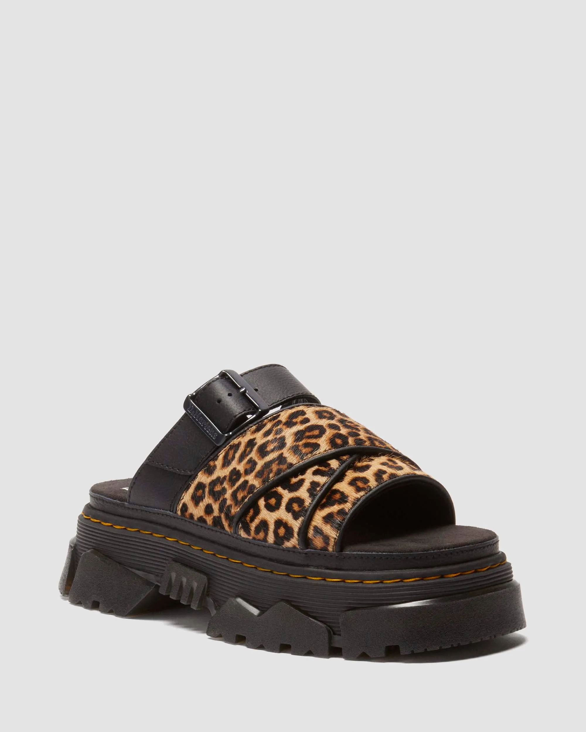 Mattison Leopard Leather Slide Sandals