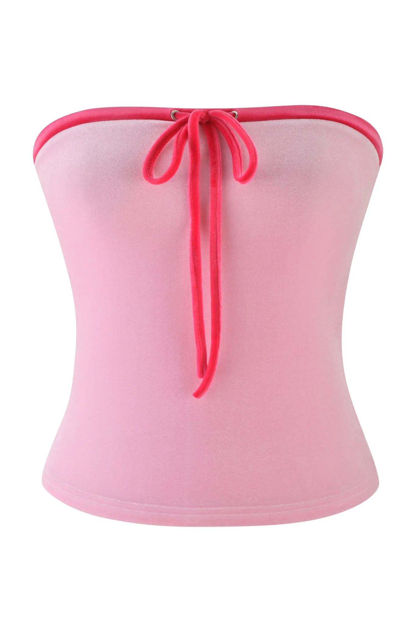 MICHELLE VELOUR BOOB TUBE - PINK