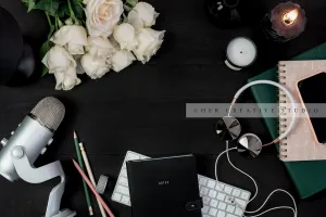 Microphone & Candle on Black background