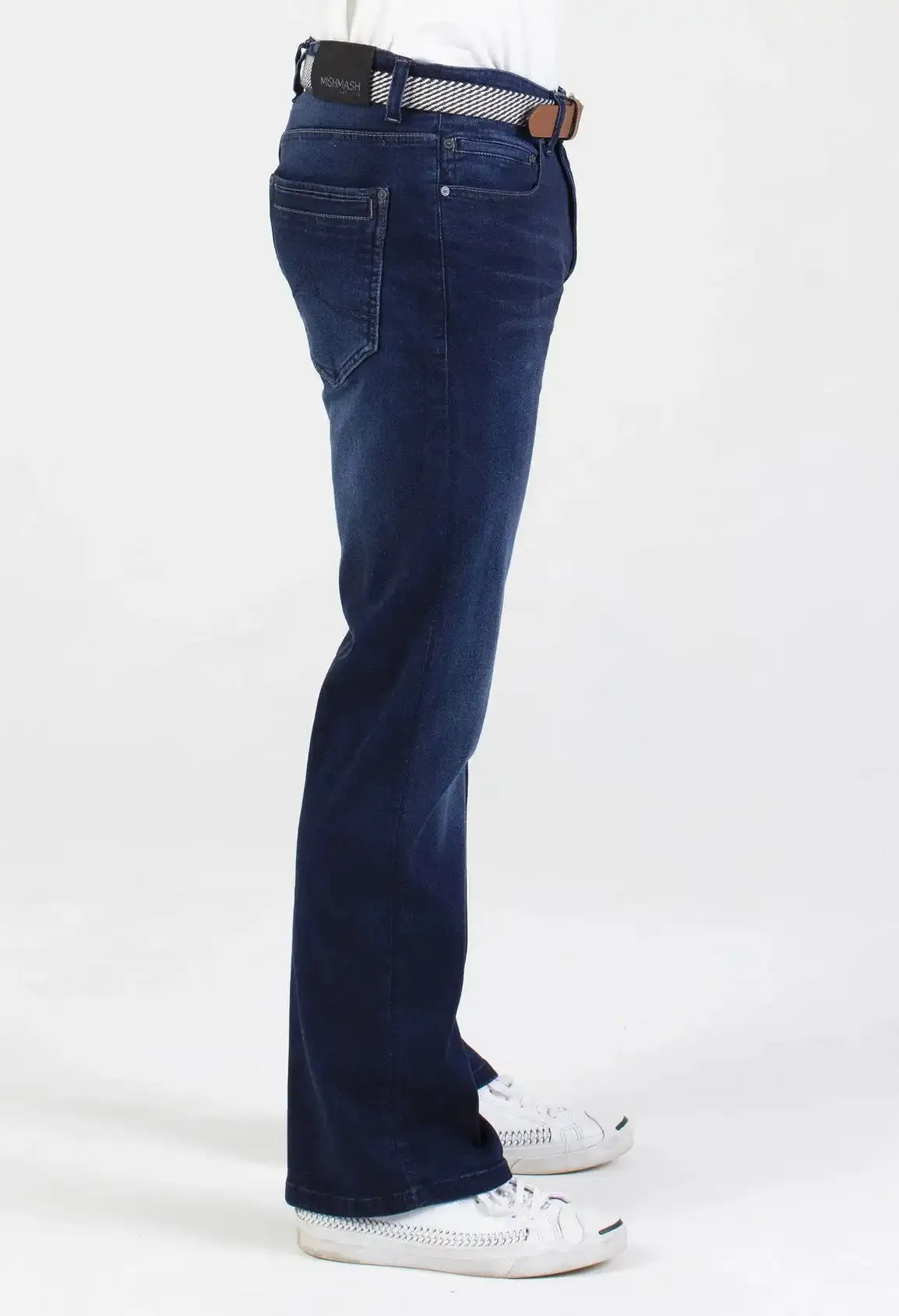 Mish Mash Mens Flex Active 1941 Bootcut Dark Denim Jeans