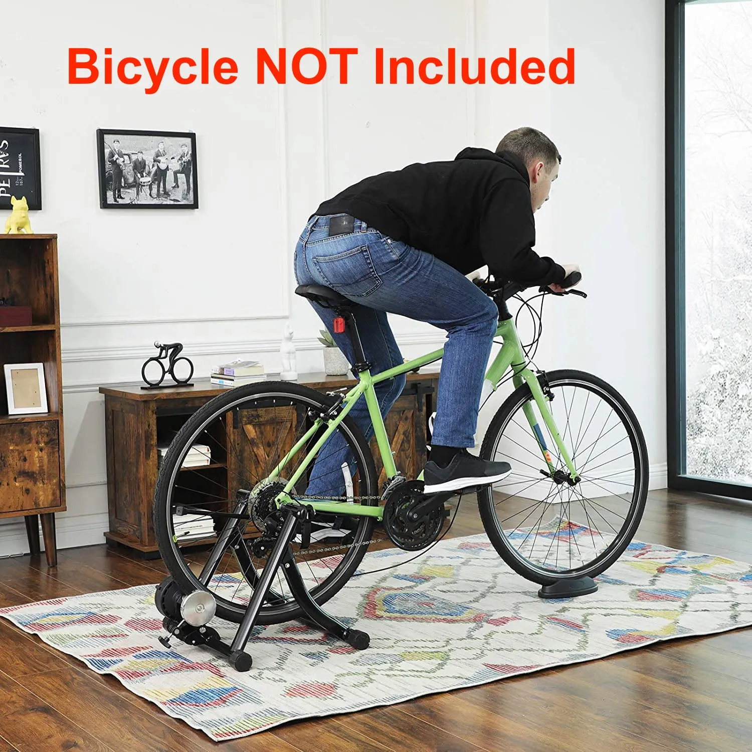 New SONGMICS Indoor Bike Trainer Stand, Reduces Noise, Curvy Stable Frame