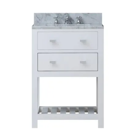 NEW Water Creation Madalyn 24-inch W Solid Wood Vanity in White with Marble Top in Carrara White, Faucet Not included! Retails $1,226