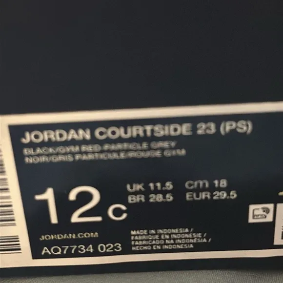 Nike Jordan Courtside 23 (PS) Black Gym Red Particle Kids Sneakers NEW