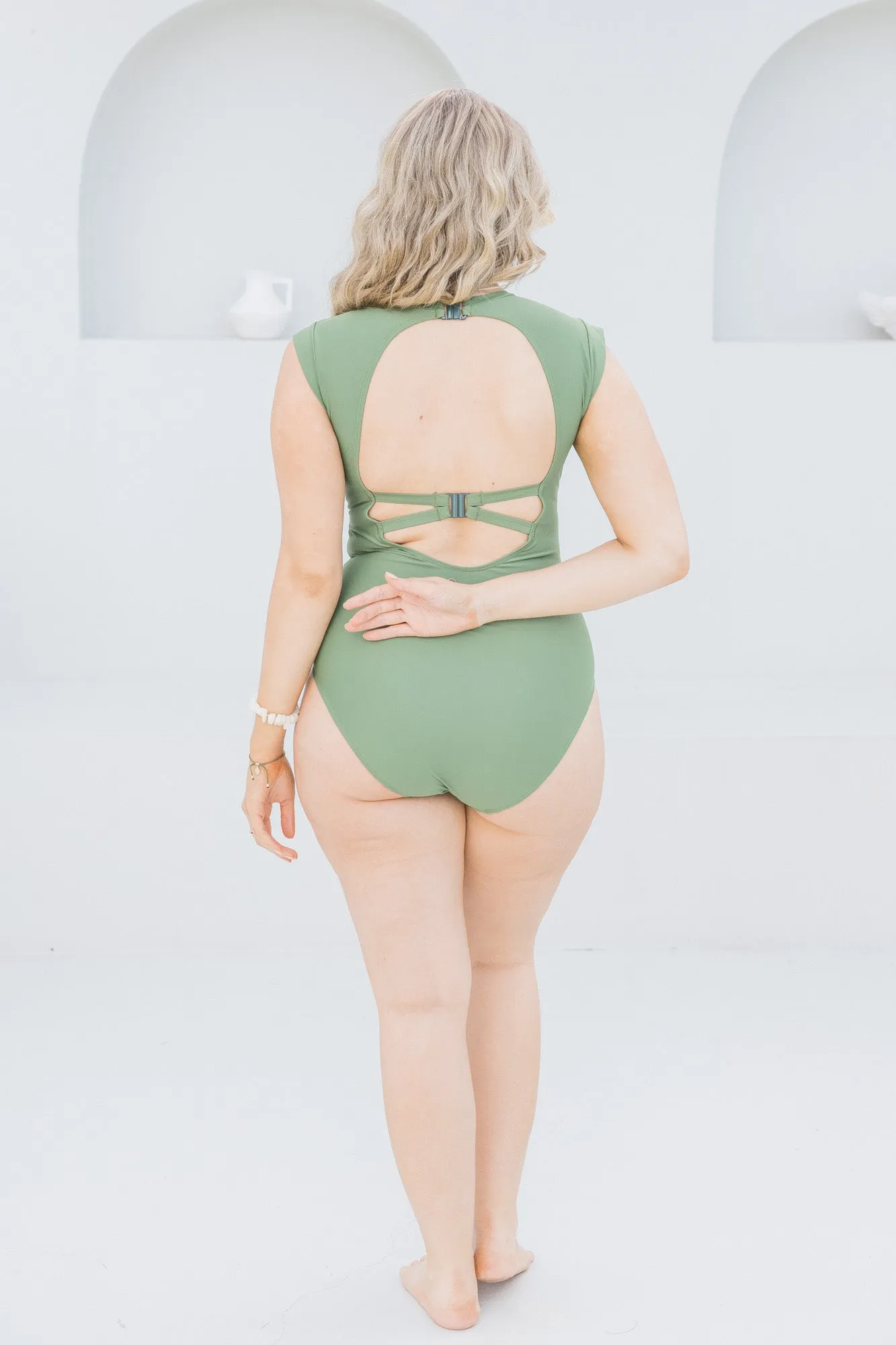 Olive Cap Sleeve One Piece