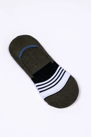 Olive Stripe Trainer Socks