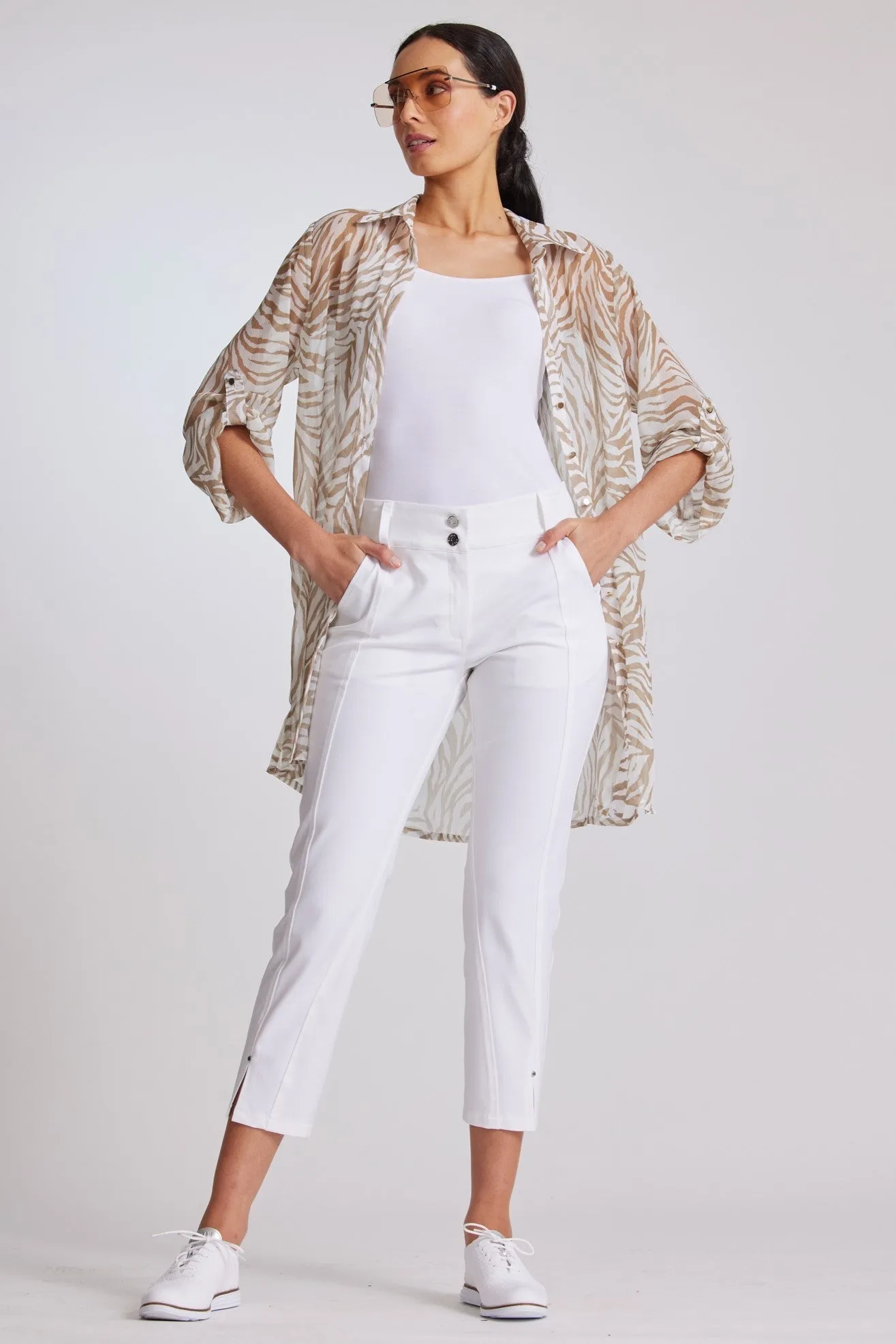 PAULA RYAN Panelled Crop Jean - White