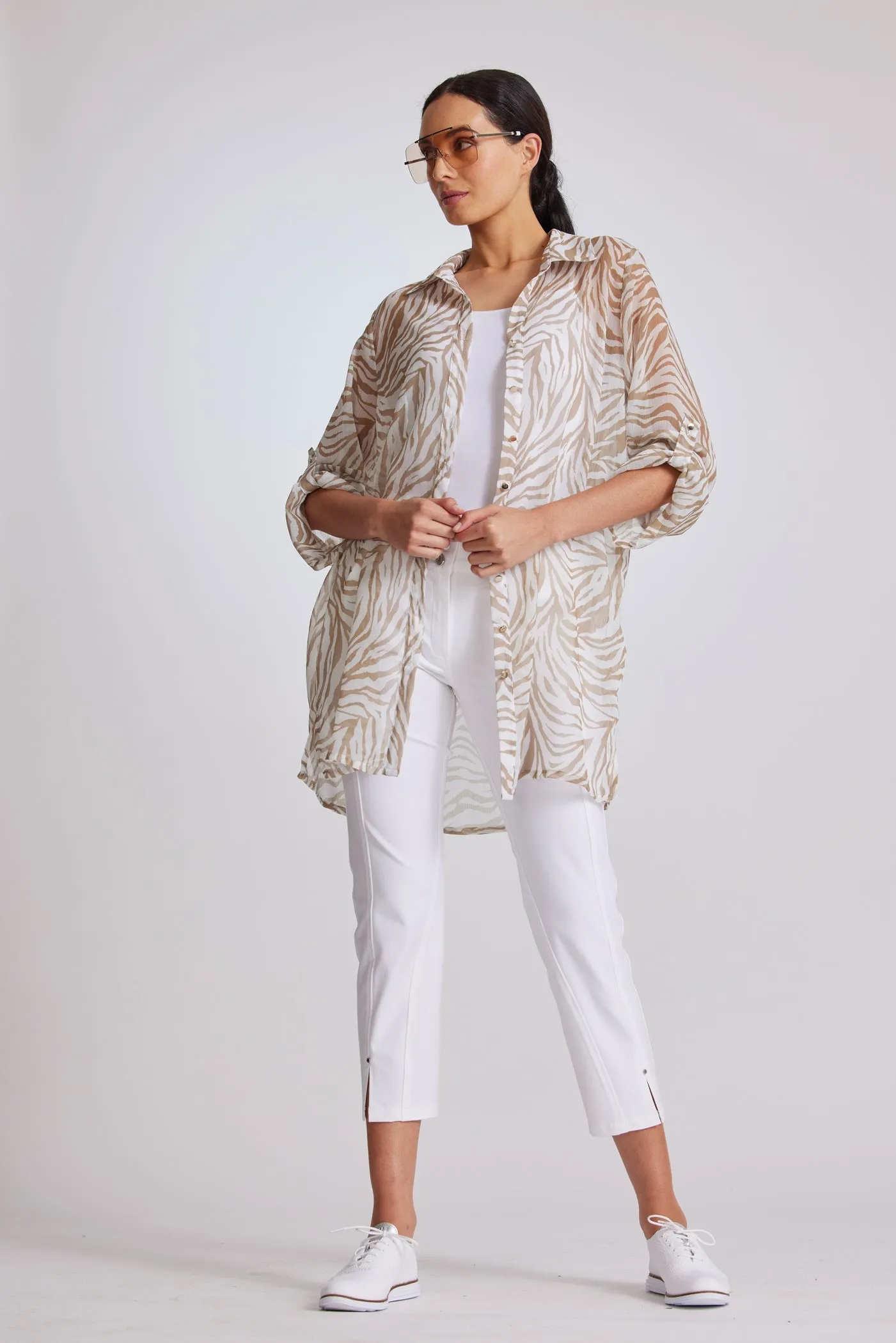 PAULA RYAN Panelled Crop Jean - White