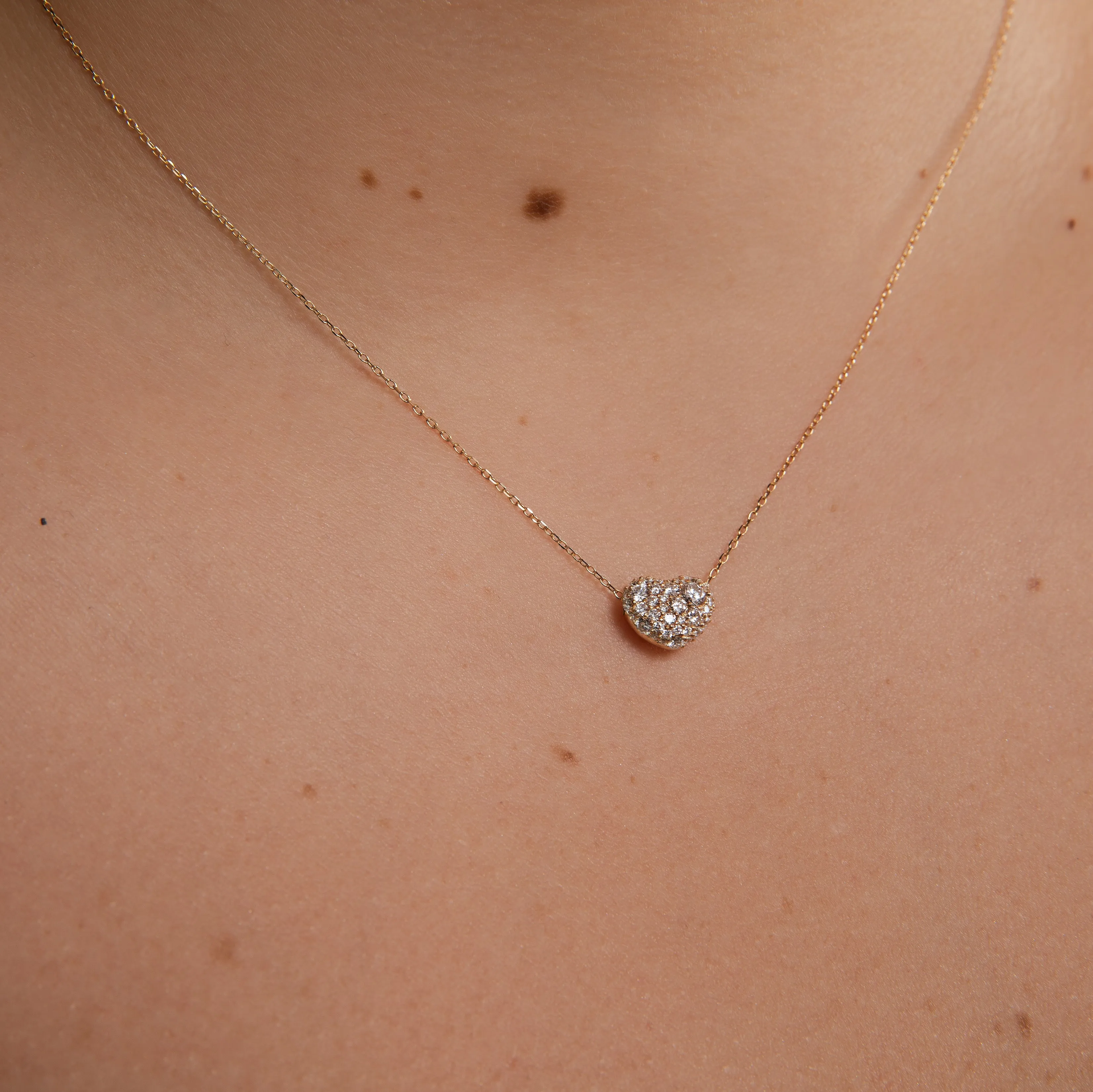 Pave Heart Pebble Pendant