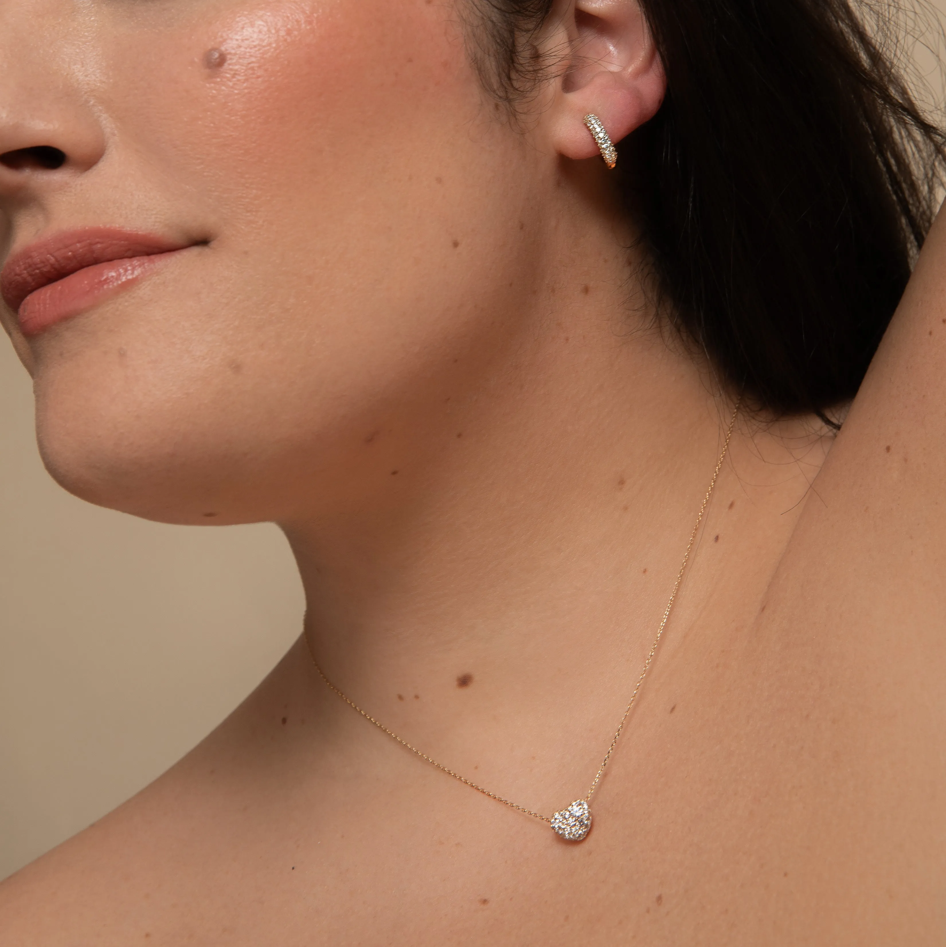 Pave Heart Pebble Pendant