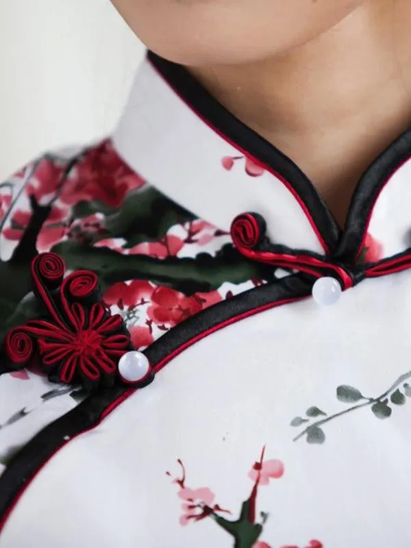 plum blossoms Mandarin dress
