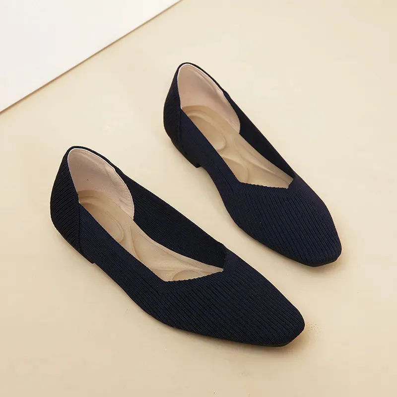 Point Toe Block Heels Slip-Ons