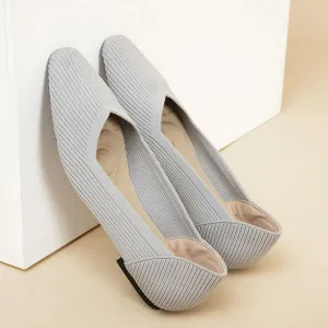 Point Toe Block Heels Slip-Ons
