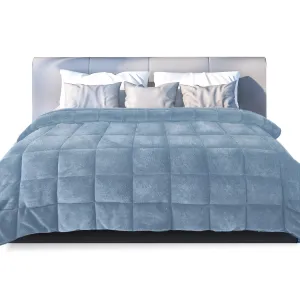 Quilt Doona Comforter Blanket Velvet Winter Warm Super King Bedding Blue